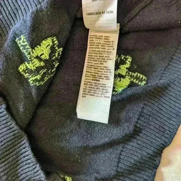 Hollister, Boat neck , Palm tree sweater, Navy and lime green, Size XS - Picture 12 of 12